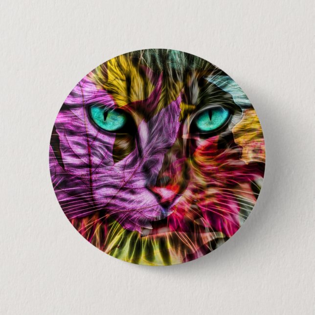 Cat Kitten Artsy 6 Cm Round Badge (Front)