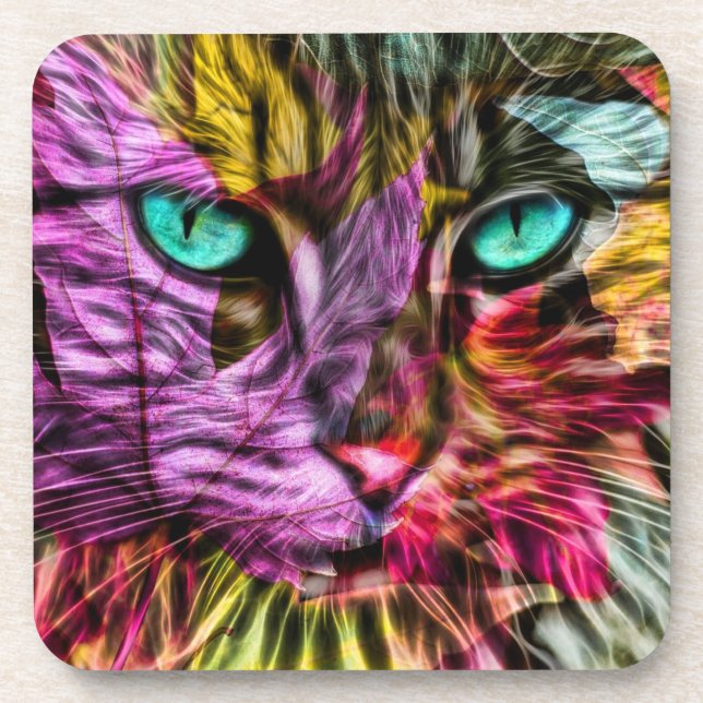 Cat Kitten Artsy Coaster (Front)
