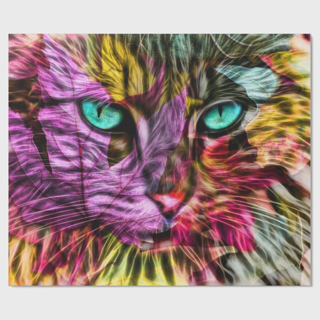 Cat Kitten Artsy Wrapping Paper (Flat)