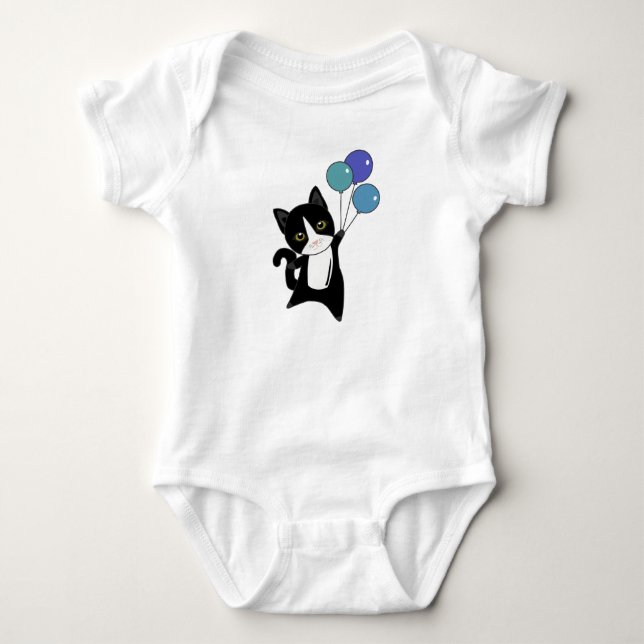 Cat Kitten Balloons Cute Animals black Cats Baby Bodysuit (Front)
