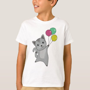 Cat Kitten Balloons Cute Animals Grey Cats T-Shirt