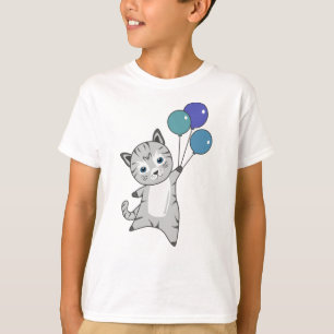 Cat Kitten Balloons Cute Animals Grey Cats T-Shirt