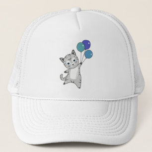 Cat Kitten Balloons Cute Animals Grey Cats Trucker Hat