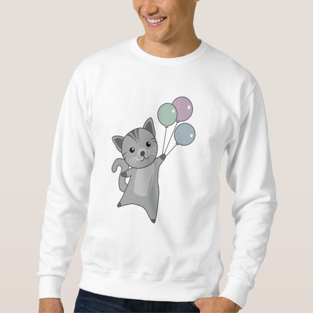Cat Kitten Balloons Cute Animals Kids Sweatshirt (Front)