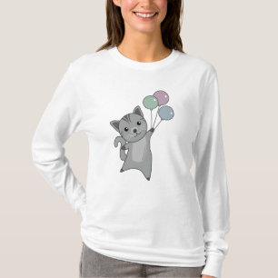 Cat Kitten Balloons Cute Animals Kids T-Shirt