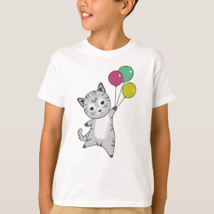 Cat Kitten Balloons Sweet Animals Tricolor T-Shirt