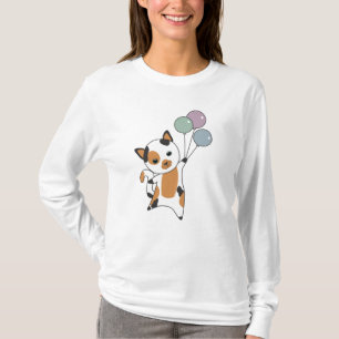 Cat Kitten Balloons Sweet Animals Tricolor T-Shirt