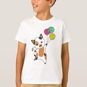 Cat Kitten Balloons Sweet Animals Tricolor T-Shirt