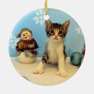 Cat, Kitten, Christmas, Rescue Ceramic Tree Decoration