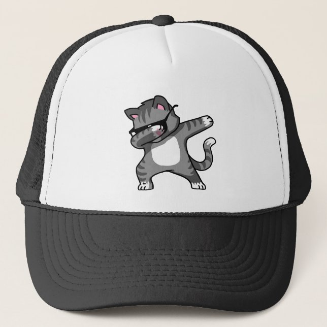 Cat Kitten Dab Hoodie Trucker Hat (Front)