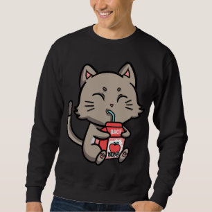 Cat Kitten Drinking Apple Juice Fruit Anime Manga Sweatshirt