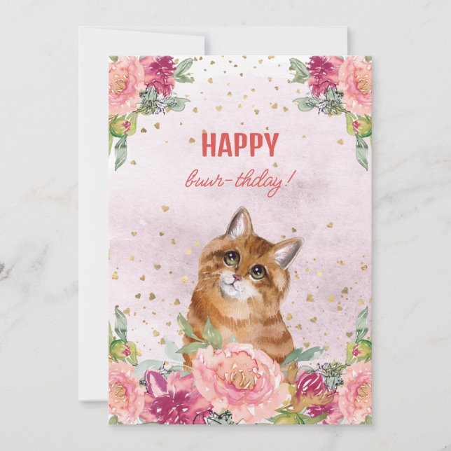 Cat Kitten Happy Birthday Funny Mother Day Holiday Card (Front)