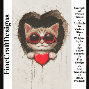 Cat Kitten In Red Goggles, Red Heart AQ3 Decoupage Tissue Paper