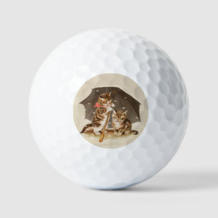 Cat Kitten kitty antique vintage pretty cute Golf Balls