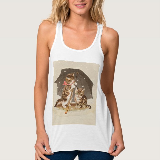 Cat Kitten kitty antique vintage pretty cute  Singlet (Front)