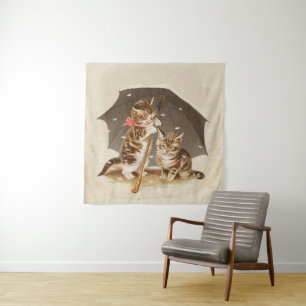 Cat Kitten kitty antique vintage pretty cute Tapestry