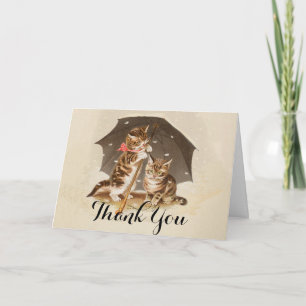 Cat Kitten kitty antique vintage pretty cute Thank You Card
