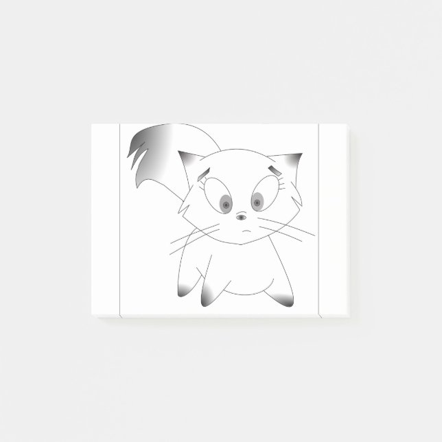 Cat Kitten Kitty Feline Pet Cute Grey Post-it Notes (Front)