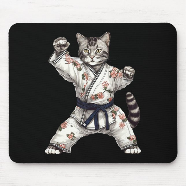 Cat Kitten Kitty Karate Taekwondo Kickboxing  Mouse Pad (Front)