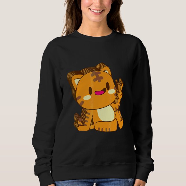 Cat Kitten Kitty Multilayer Peace Relaxed Cute Aes Sweatshirt (Front)