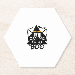 Cat Kitten Kitty Novelty Funny Halloween Spooky bo Paper Coaster