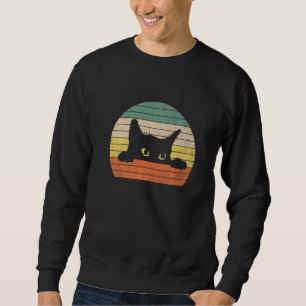Cat Kitten Meme Vintage Retro Sunset Peeping Curio Sweatshirt