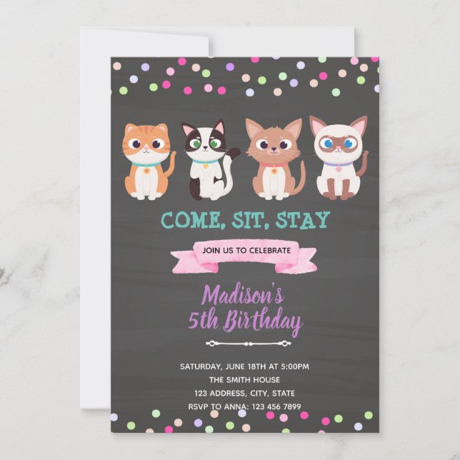 Cat kitten pet birthday Invitation (Front)