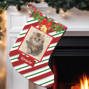 Cat Kitten Photo Cute Christmas Stocking Name