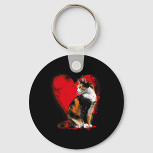 Cat Kitten Valentines Mothers Fathers Day Red Hear Key Ring