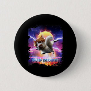 Cat Kitty Cracked Wall Gaming Gamer God Mode Funny 6 Cm Round Badge
