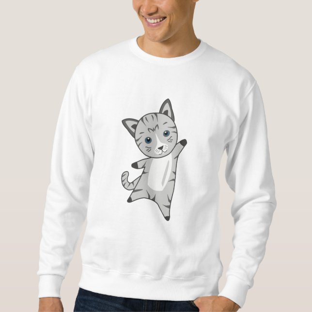Cat Kitty Grey Fur Nose Cute Animals Sweatshirt (Front)