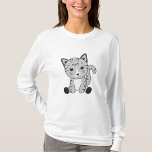 Cat Kitty Grey Fur Nose Cute Animals T-Shirt