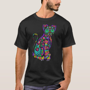 Cat Kitty Kitten Paws Sugar Skull Calavera Gato on T-Shirt