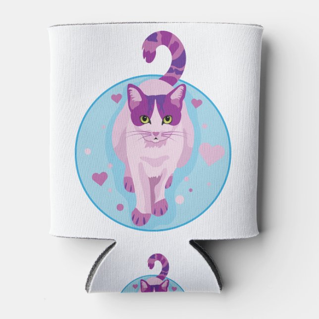 Cat Kitty Meow Pink Kitten Persian Cat Can Cooler (Front)