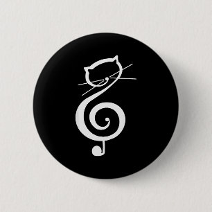 Cat Kitty Treble Music Clef Funny Cat Music Notes 6 Cm Round Badge