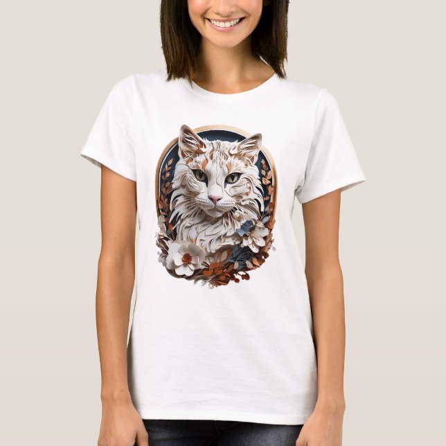 cat,kitty with flower T-Shirt (Front)