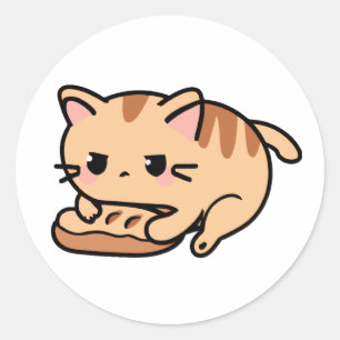 Cat kneading bread classic round sticker