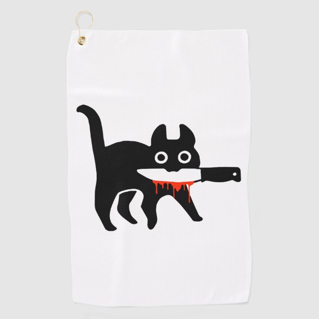 Cat Knife Golf Towel (Front)