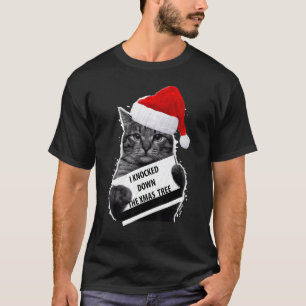 Cat Knock Down Xmas Tree Merry Christmas Men Women T-Shirt