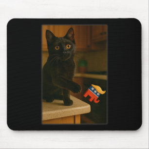 Cat Knocking Trump Off Counter Table Ledge Funny  Mouse Pad