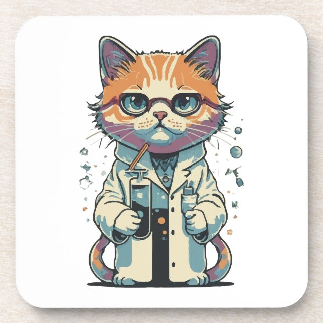 Cat Lab Focused Coaster (Front)