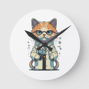 Cat Lab Focused Round Clock