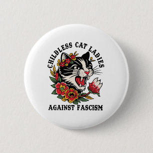 Cat Ladies Against Fascism Feminist 6 Cm Round Badge