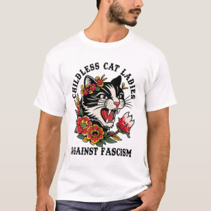 Cat Ladies Against Fascism Feminist T-Shirt