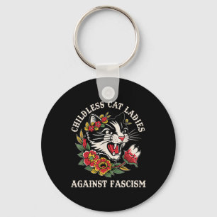 Cat Ladies Against Fascism Funny Cat Feminist 2 Key Ring