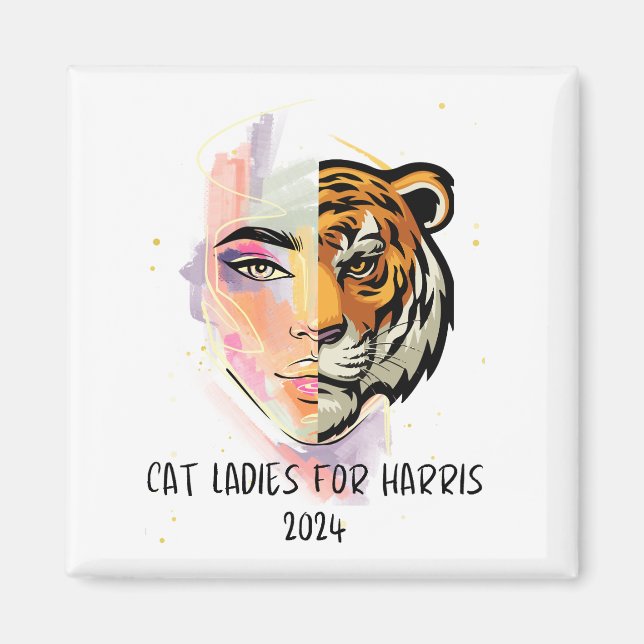 Cat Ladies for Harris 2024 Magnet (Front)