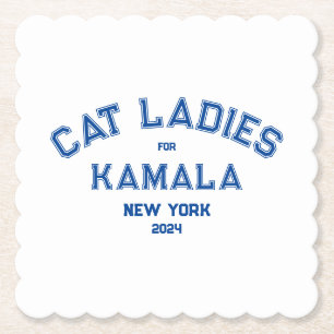 Cat Ladies For Kamala 2024 Custom State Party Paper Coaster