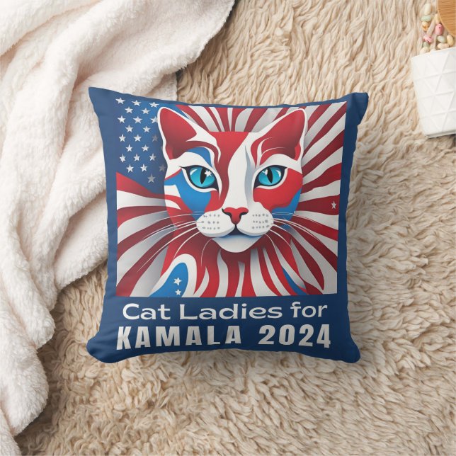 Cat Ladies for Kamala 2024 Democrat Cushion (Blanket)