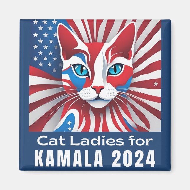 Cat Ladies for Kamala 2024 Democrat Magnet (Front)
