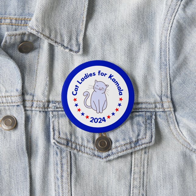Cat Ladies for Kamala 2024 Election 7.5 Cm Round Badge (In Situ)